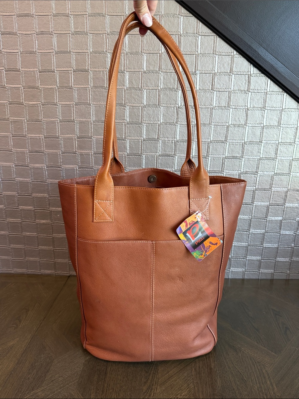 Piel leather shoulder tote bag